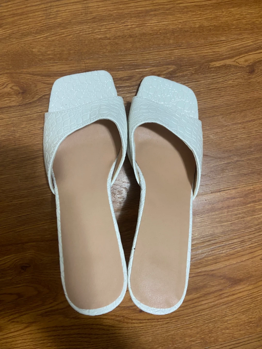 White Faux Croc Square Toe Heels - Size 36 - photo 2