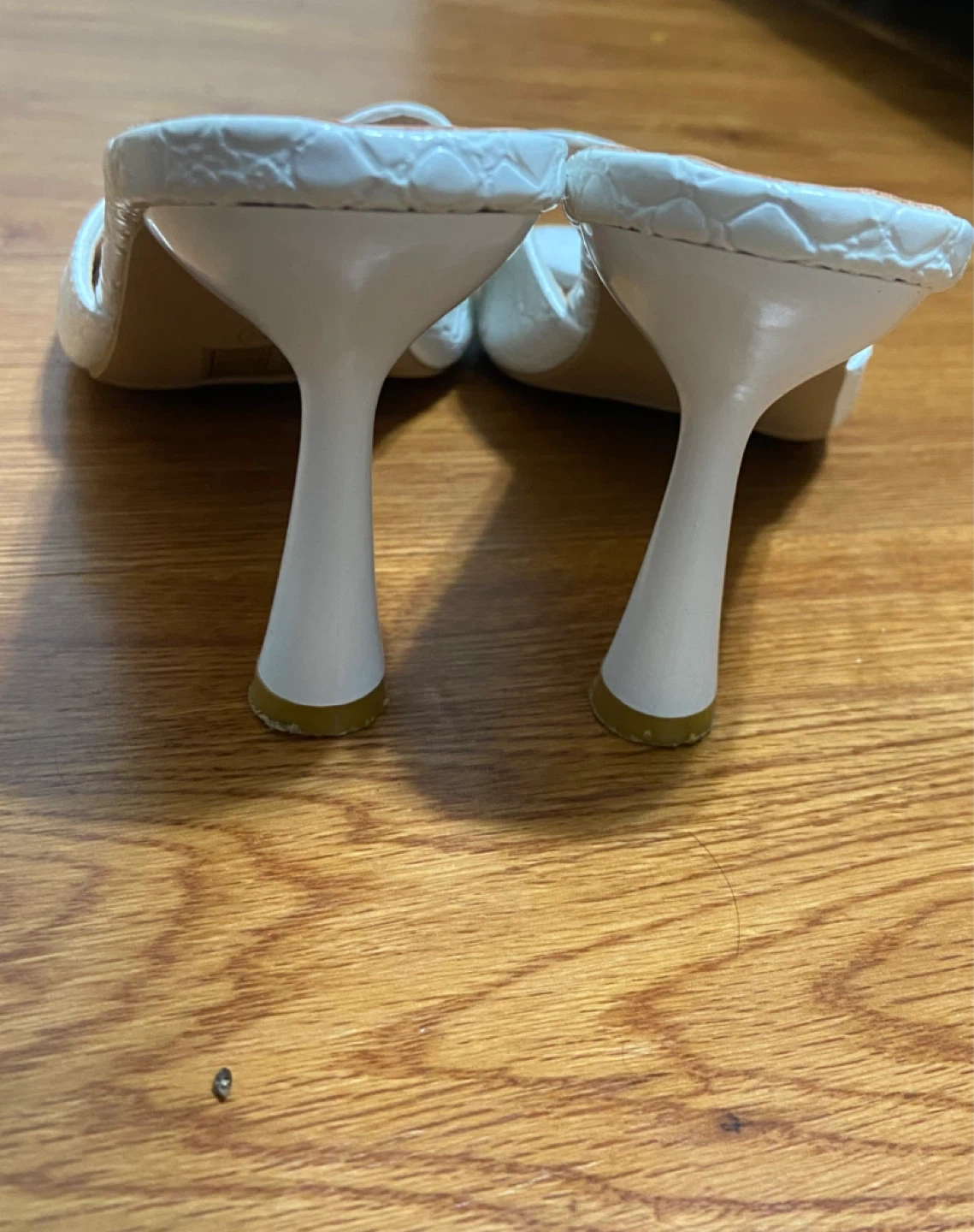 White Faux Croc Square Toe Heels - Size 36 - photo 3