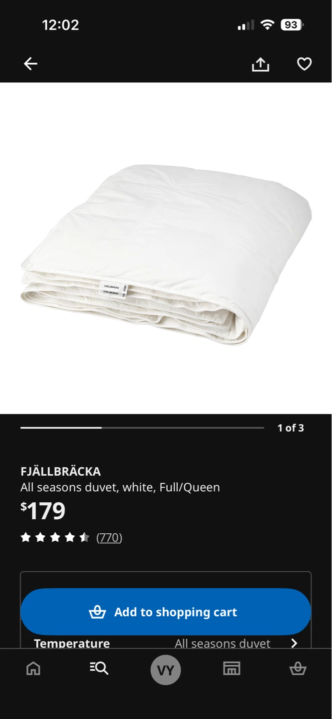 IKEA FJÄLLBRÄCKA All Seasons Duvet - Full/Queen White