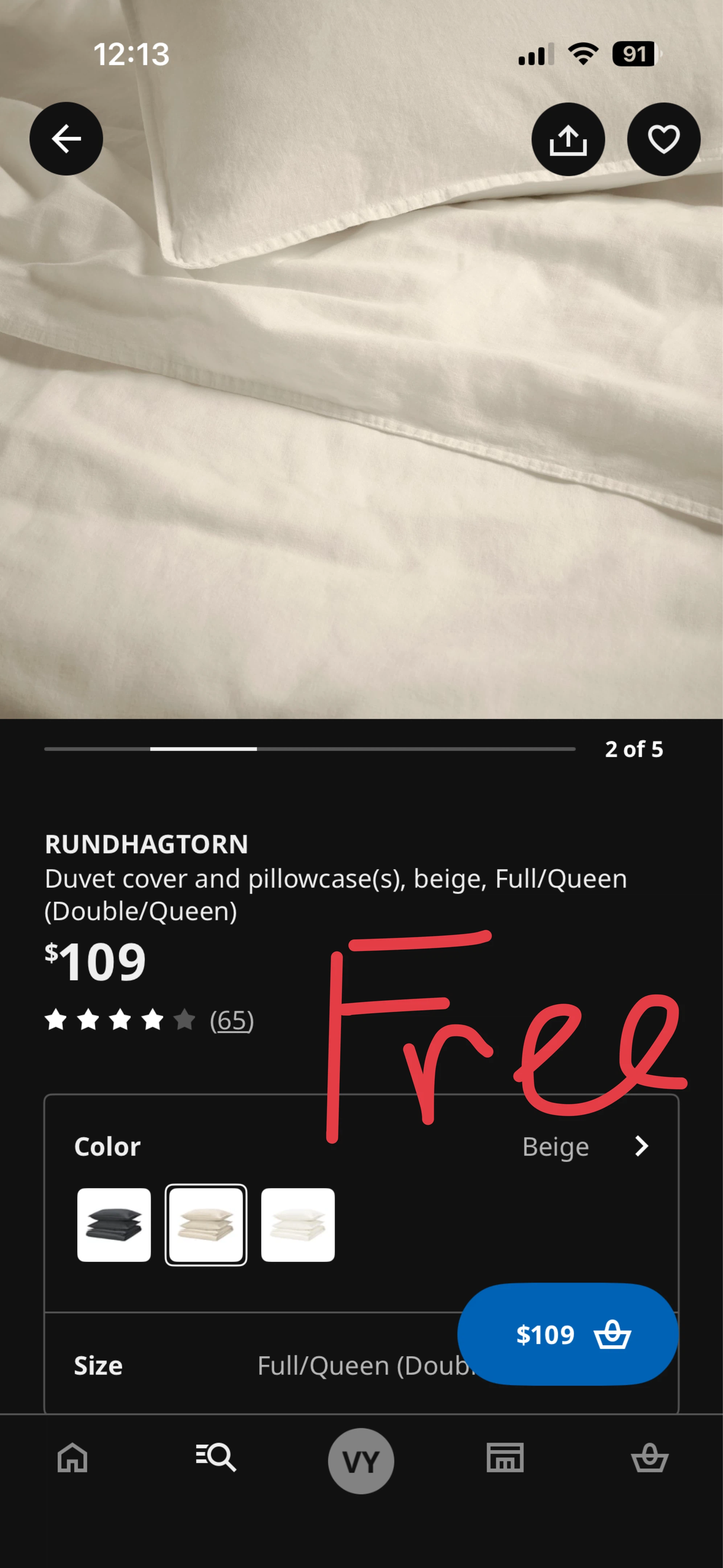 IKEA FJÄLLBRÄCKA All Seasons Duvet - Full/Queen White - photo 5