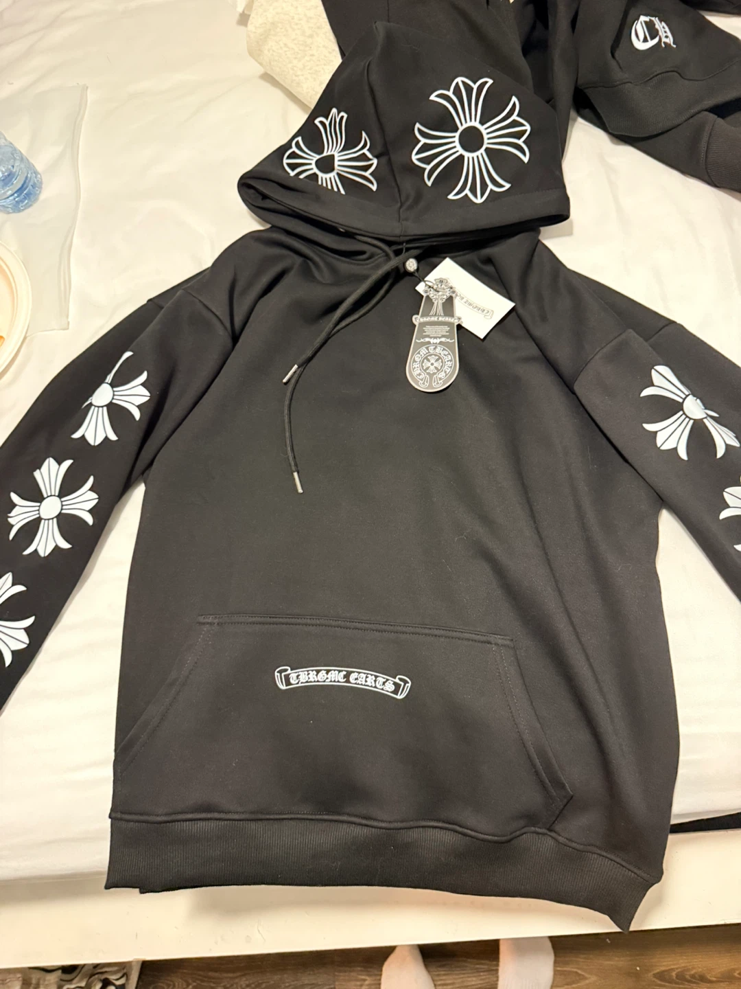Chrome Hearts Black Hoodie with Cross Graphics