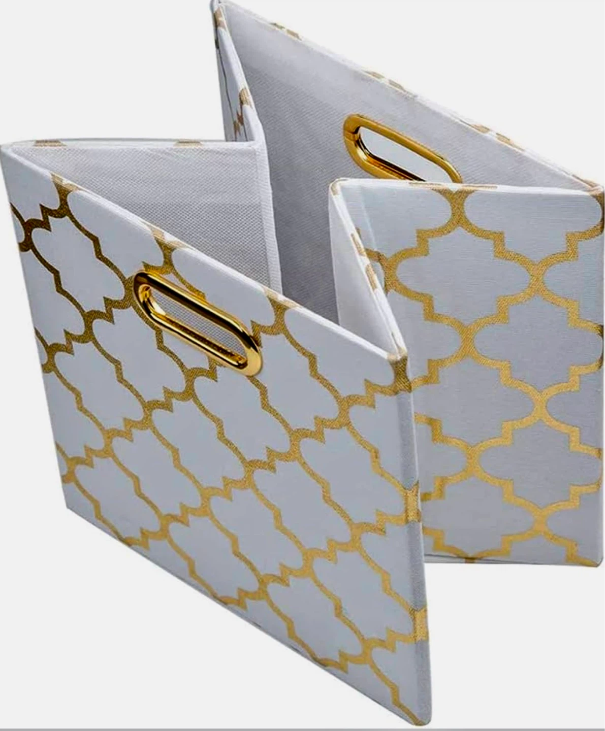 Storage Cube Bins (set of 2)  - 11 x 11 x 11 (inch) gold & white - photo 3