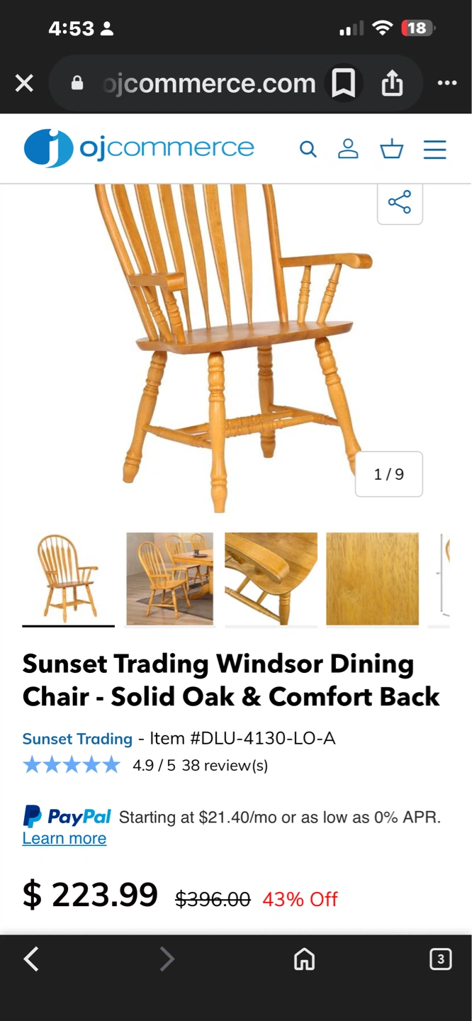 Sunset Trading Windsor Dining Chair With Arms Solid  Oak/New - photo 3