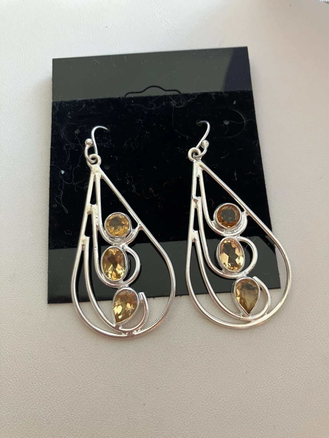 Sterling Silver Earrings with Citrine Stones