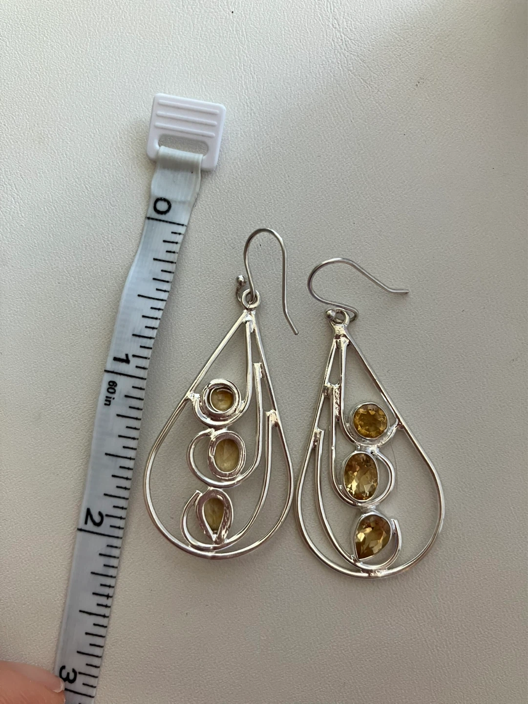 Sterling Silver Earrings with Citrine Stones - photo 4