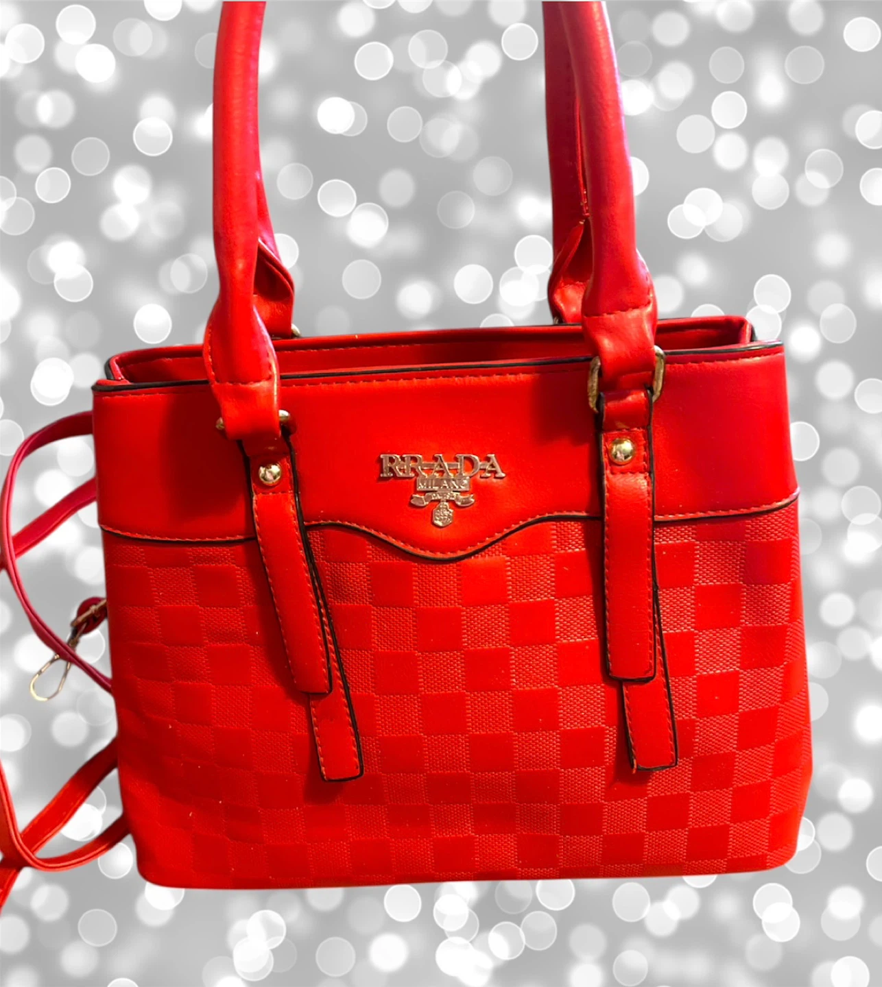 Prada Red Checkered Leather Handbag