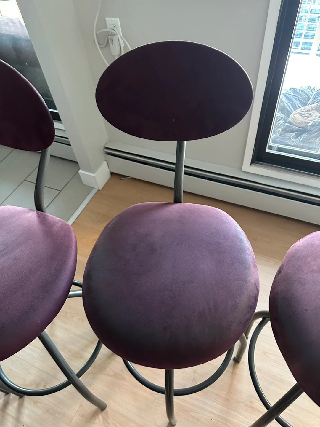 Set of 4 Purple Bar Stools with Backs - photo 4