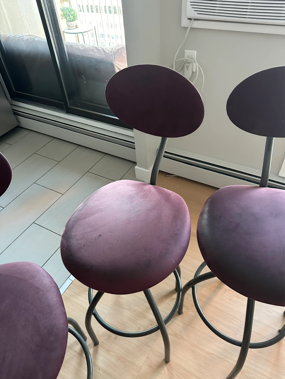 Set of 4 Purple Bar Stools with Backs - photo 5