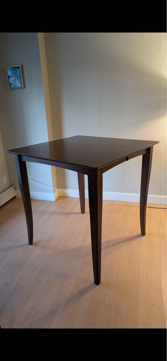 Dark Wood Drop Leaf Counter Height Table