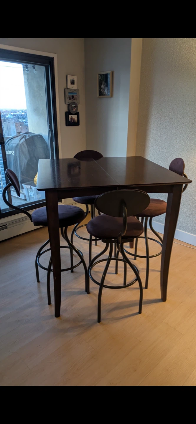 Dark Wood Drop Leaf Counter Height Table - photo 3