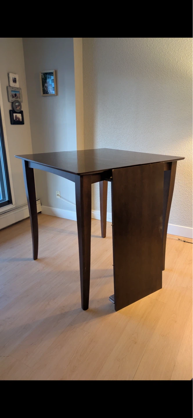 Dark Wood Drop Leaf Counter Height Table - photo 2
