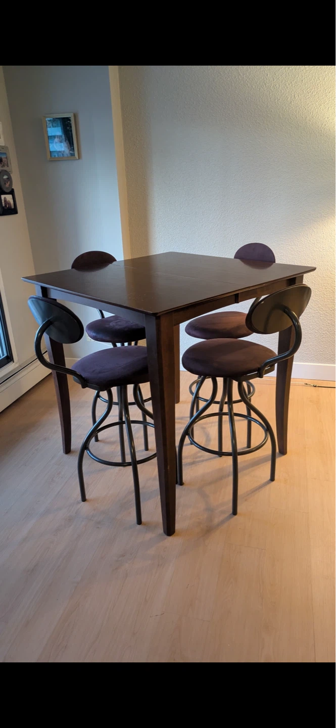 Dark Wood Drop Leaf Counter Height Table - photo 4