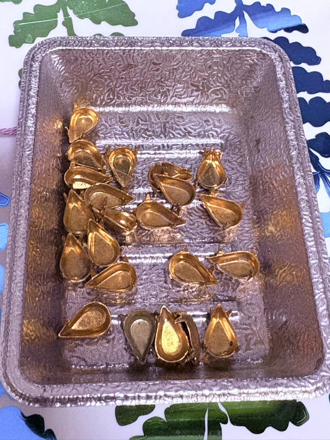 DIY 22pcs pear brass 3 prong setting art projects