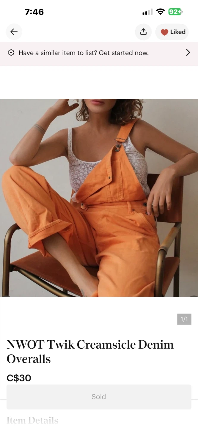 NWOT Twik Creamsicle Denim Overalls