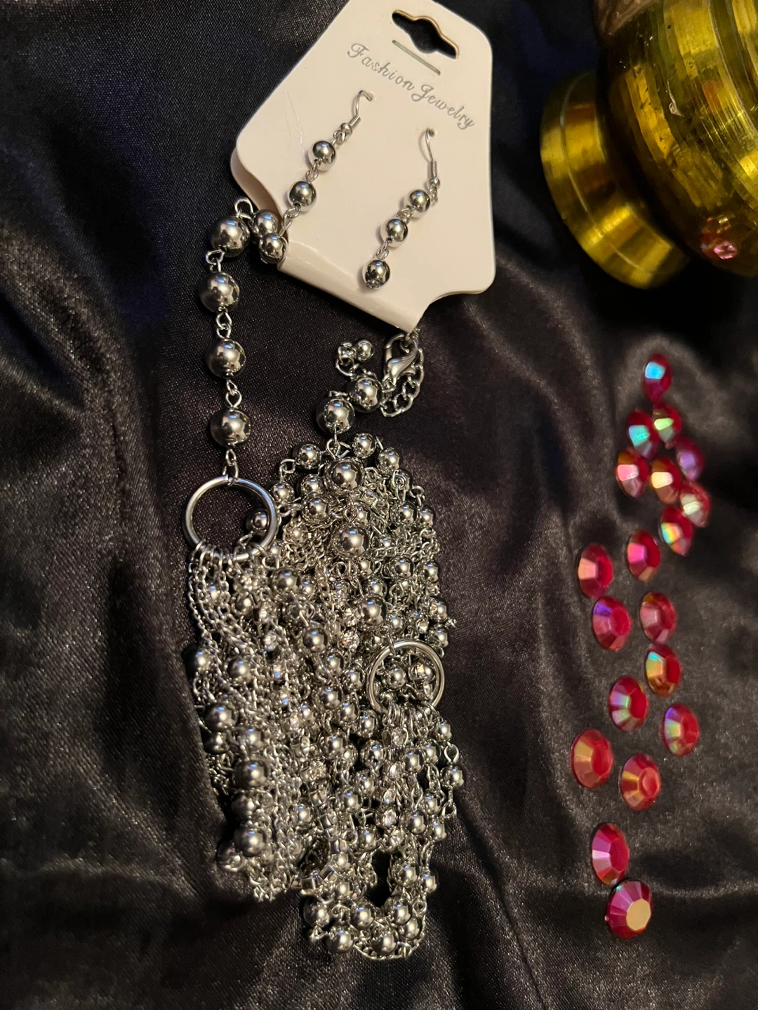 Silver Layered Necklace and Earring Set - photo 5