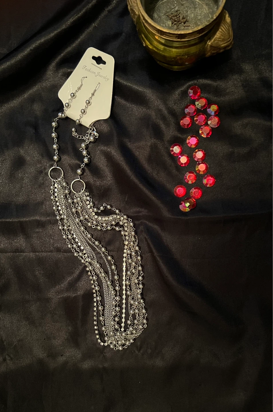 Silver Layered Necklace and Earring Set - photo 2