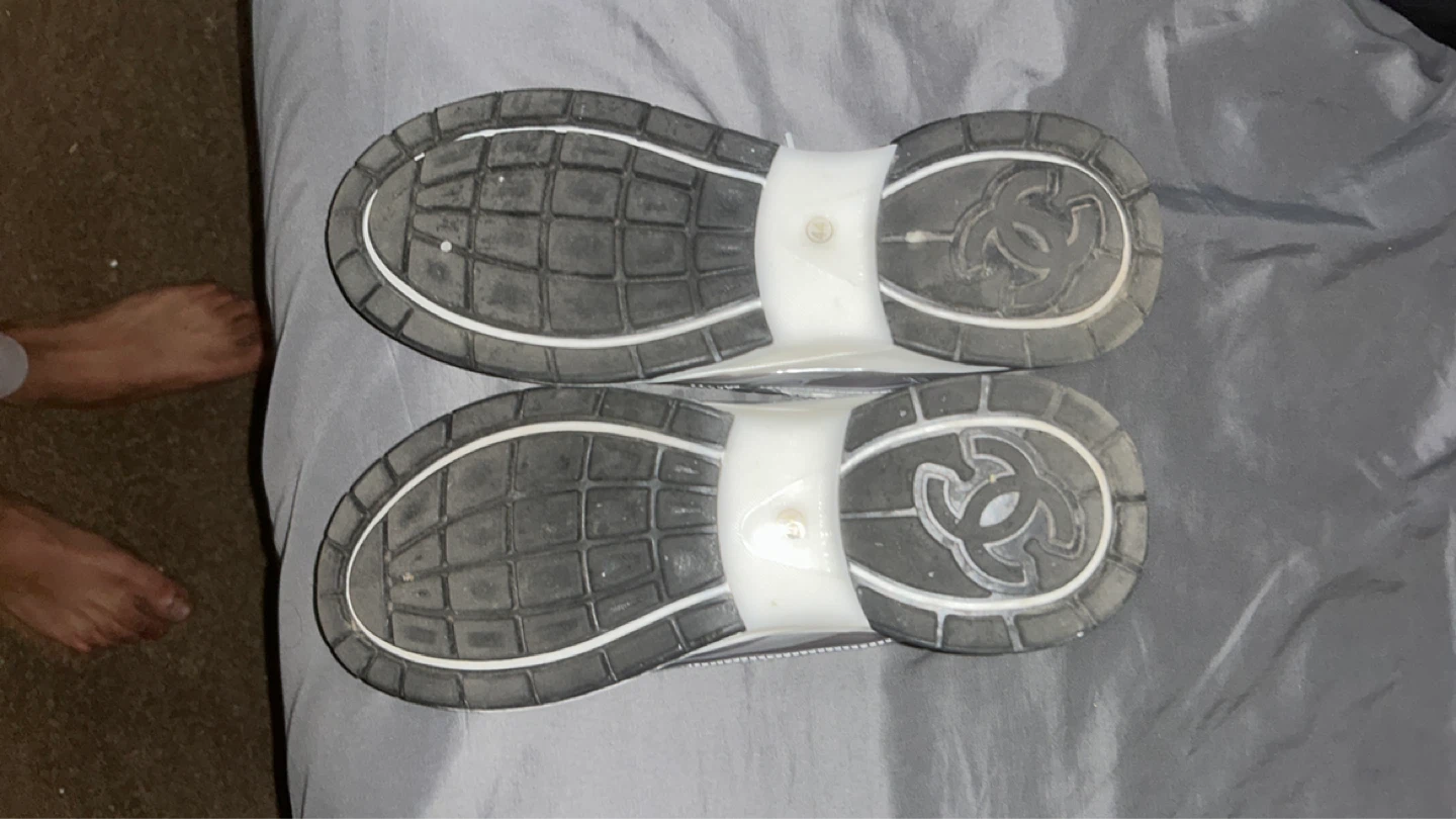 Chanel Silver & White Low Top Sneakers - photo 4