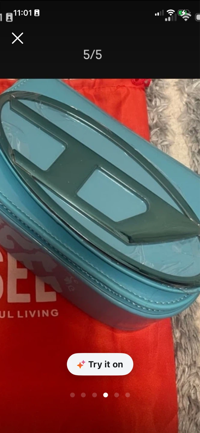Diesel Blue Patent Leather Shoulder Bag