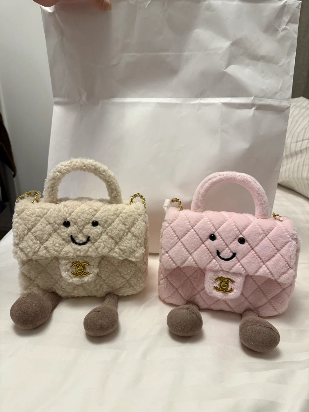 Jellycat Chanel Inspired Plush Handbag (Cream or Pink)
