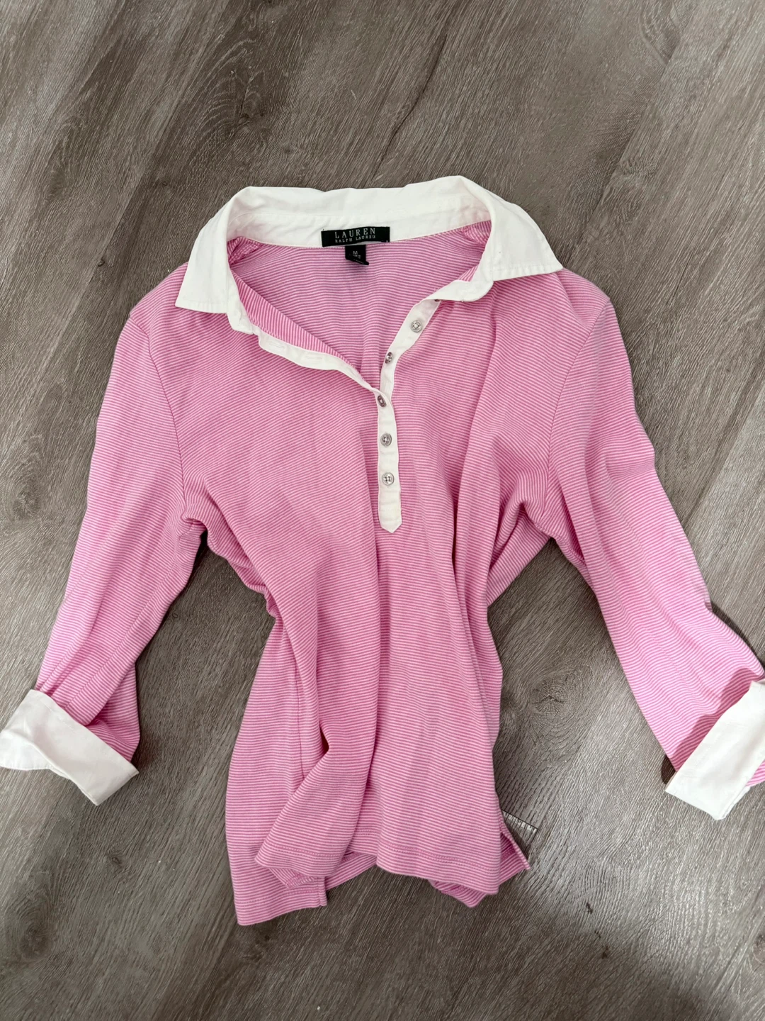 Vintage Ralph Lauren Pink Striped Collared Shirt