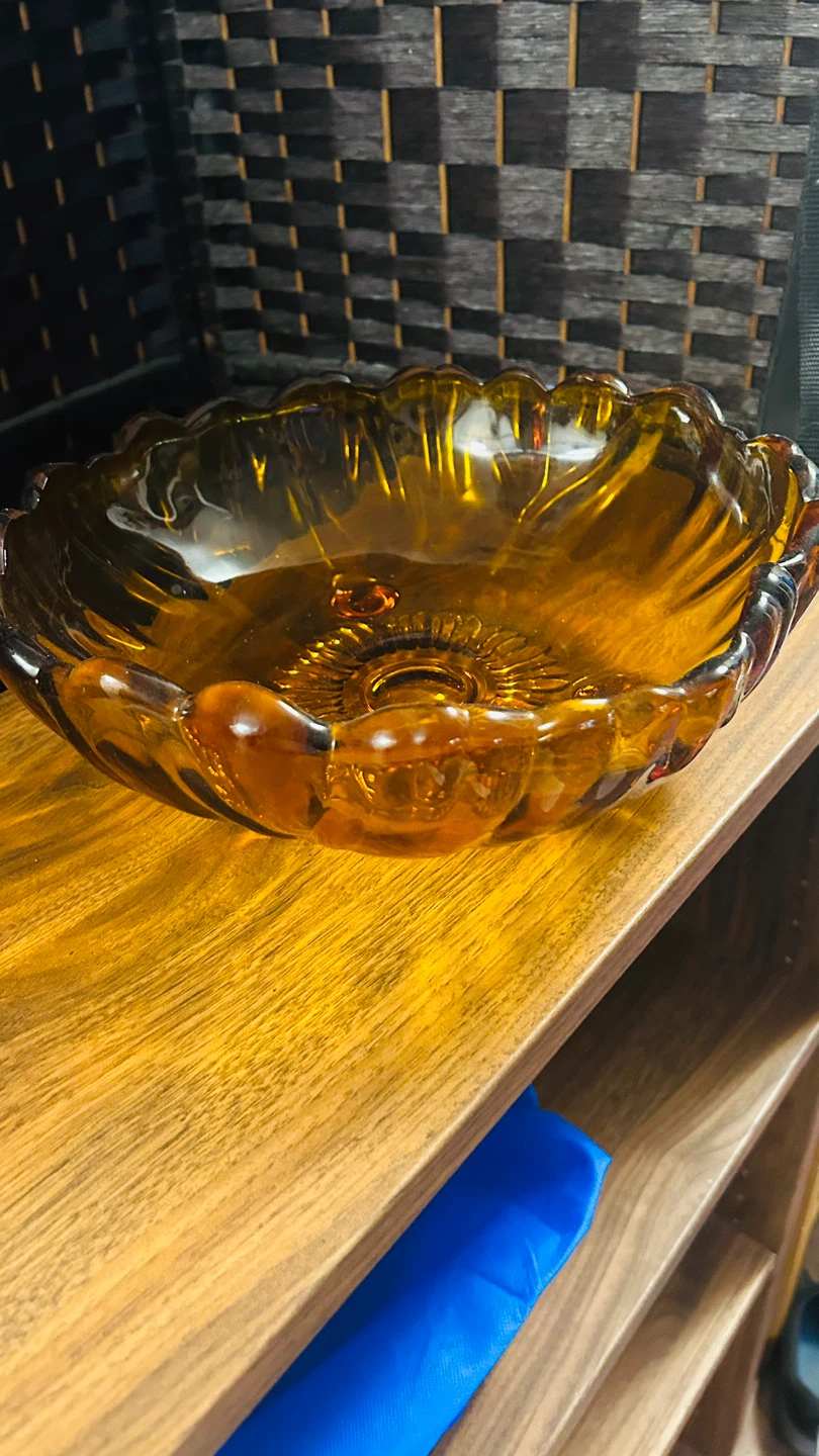 Vintage Amber Glass Decorative Bowl - photo 4