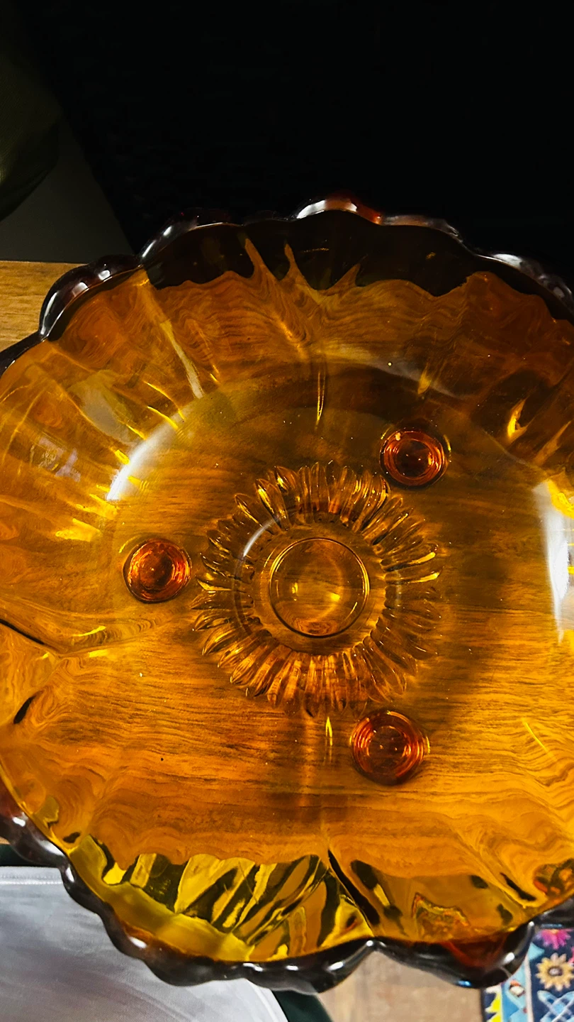 Vintage Amber Glass Decorative Bowl - photo 2