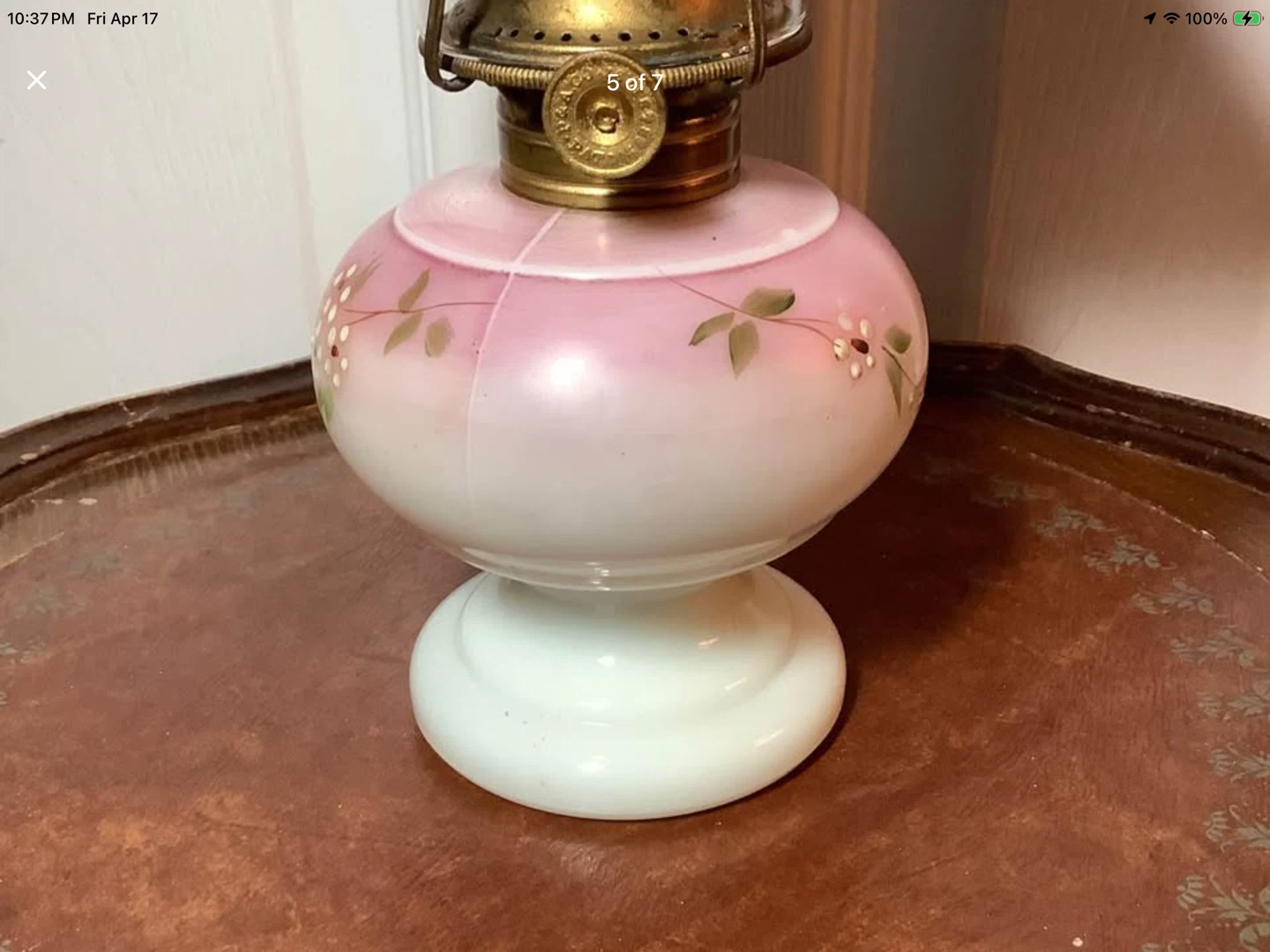 Antique P & A Kerosene Lamp w Embossed Tin Shade 🐞 - photo 5