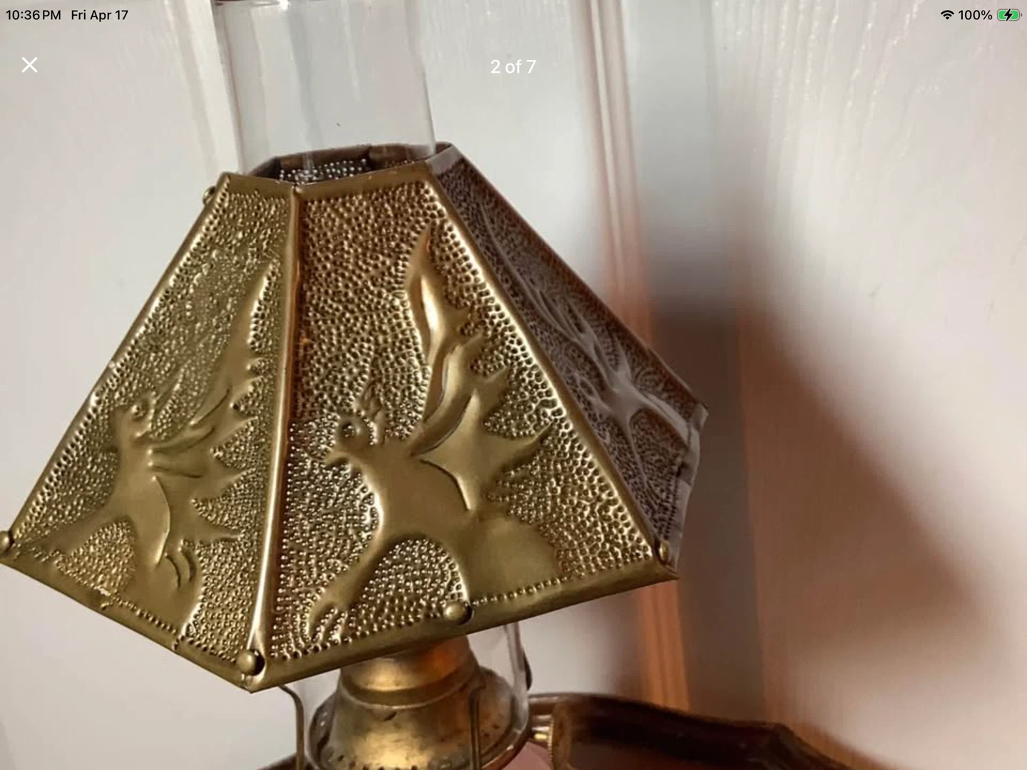 Antique P & A Kerosene Lamp w Embossed Tin Shade 🐞 - photo 2