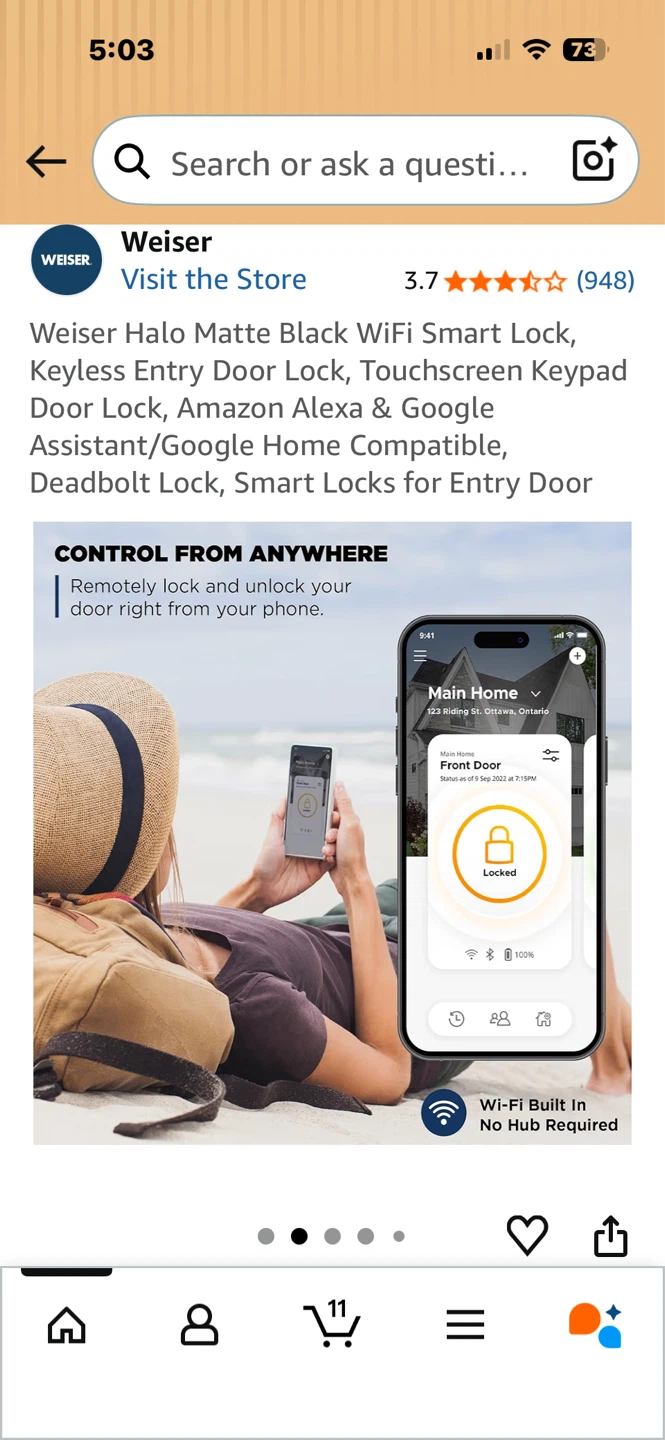 Weiser Halo Matte Black WiFi Smart Lock - photo 3