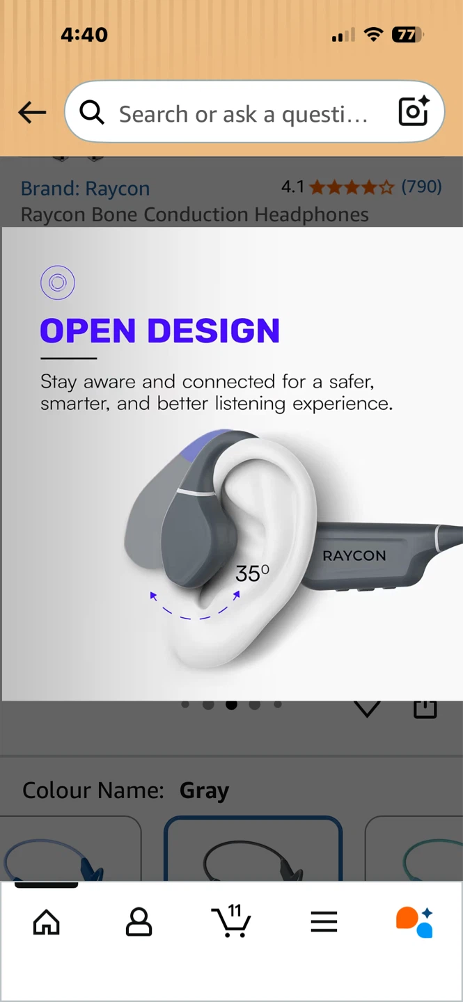 Raycon Bone Conduction Headphones - Gray - photo 4