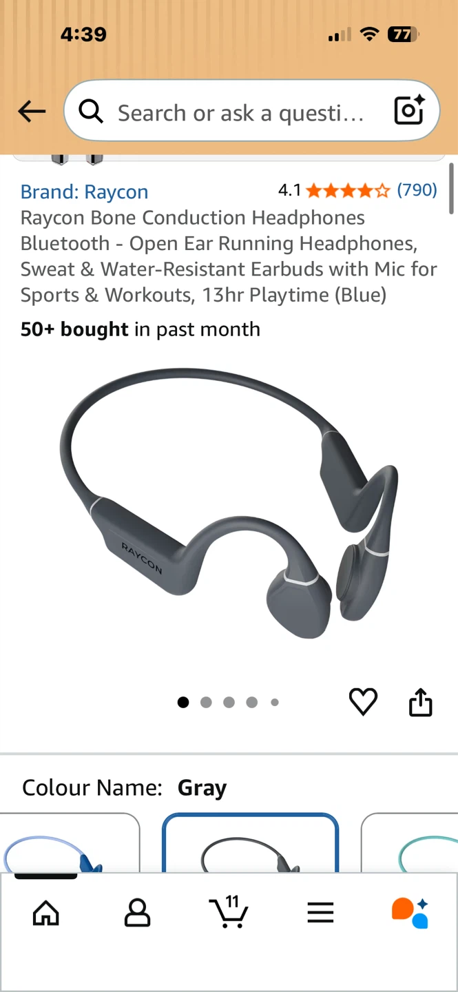 Raycon Bone Conduction Headphones - Gray - photo 2