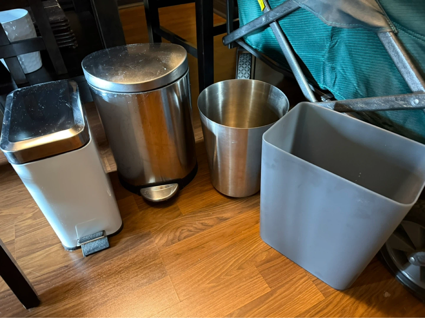 Various garbage bins