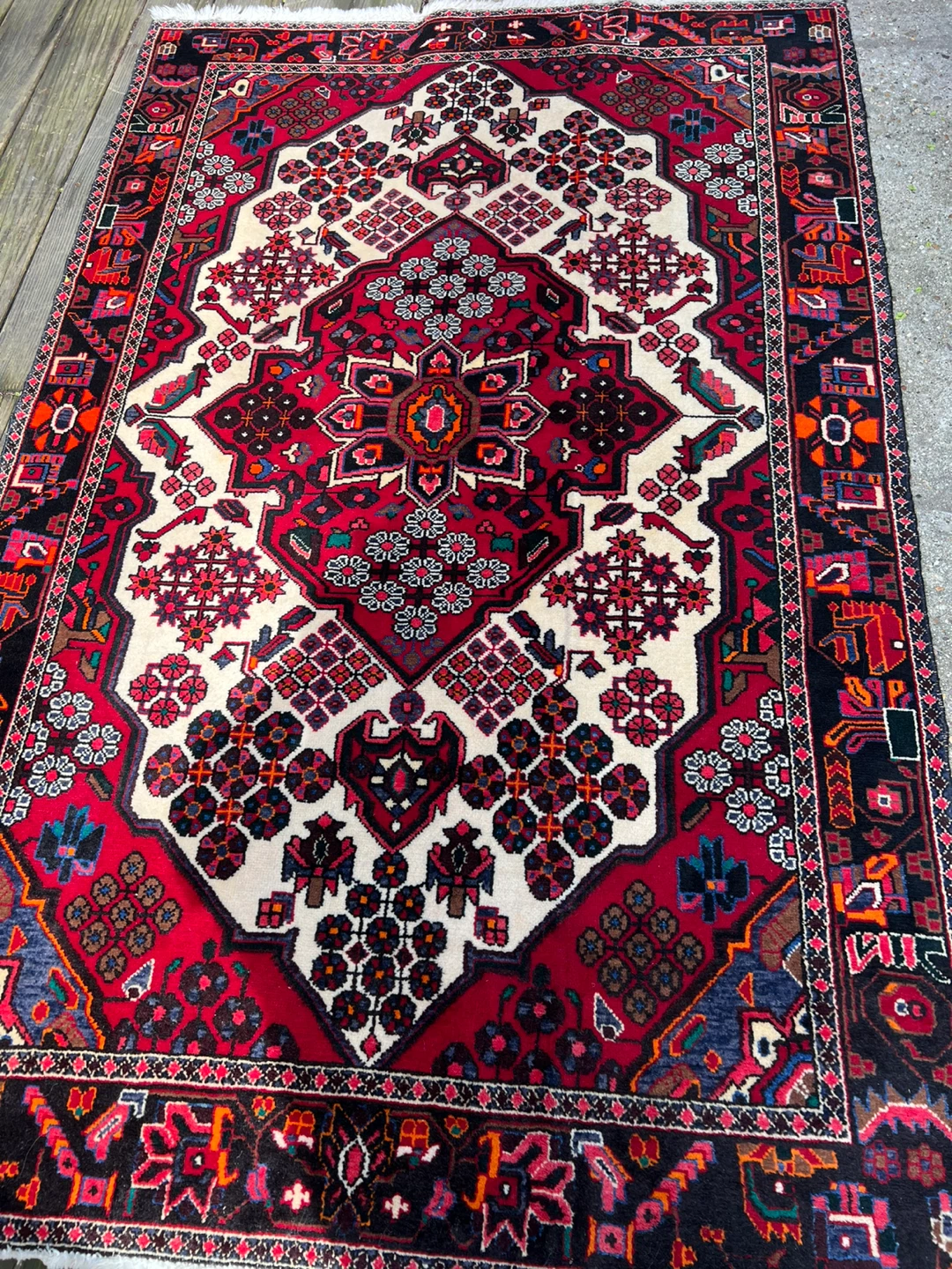 Persian Area Rug - Red, Black, White