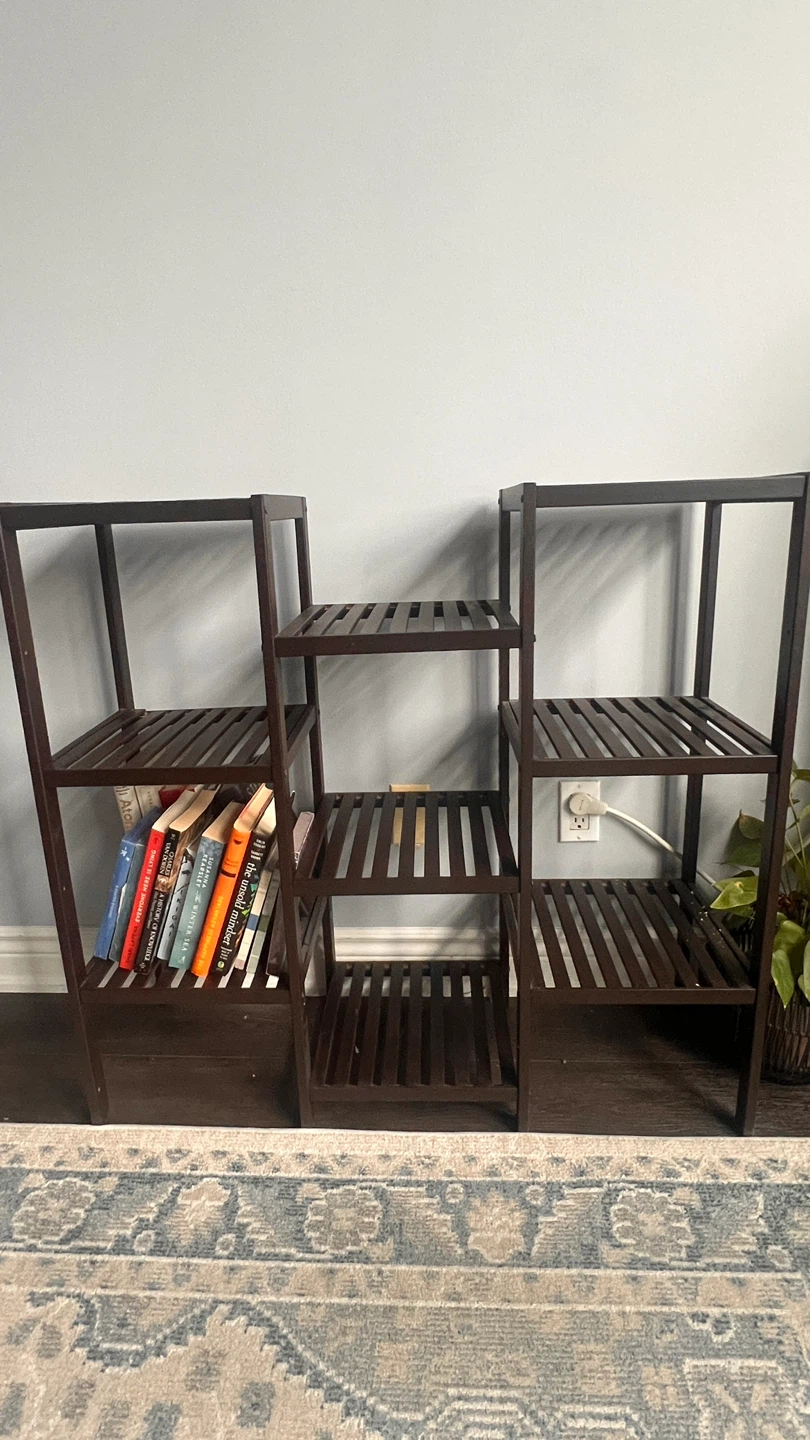 Dark Brown 5-Tier Slatted Wood Plant Stand Shelf - photo 3