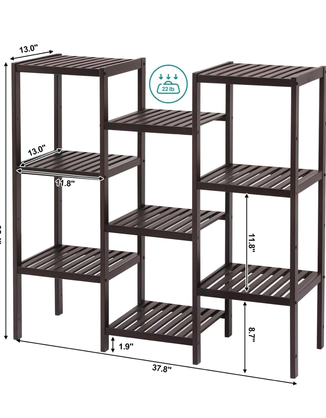 Dark Brown 5-Tier Slatted Wood Plant Stand Shelf - photo 4