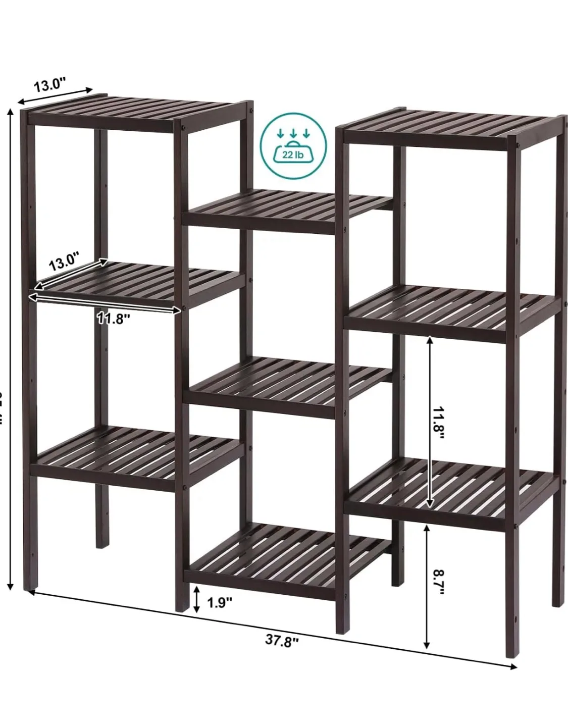 Dark Brown 5-Tier Slatted Wood Plant Stand Shelf - photo 4