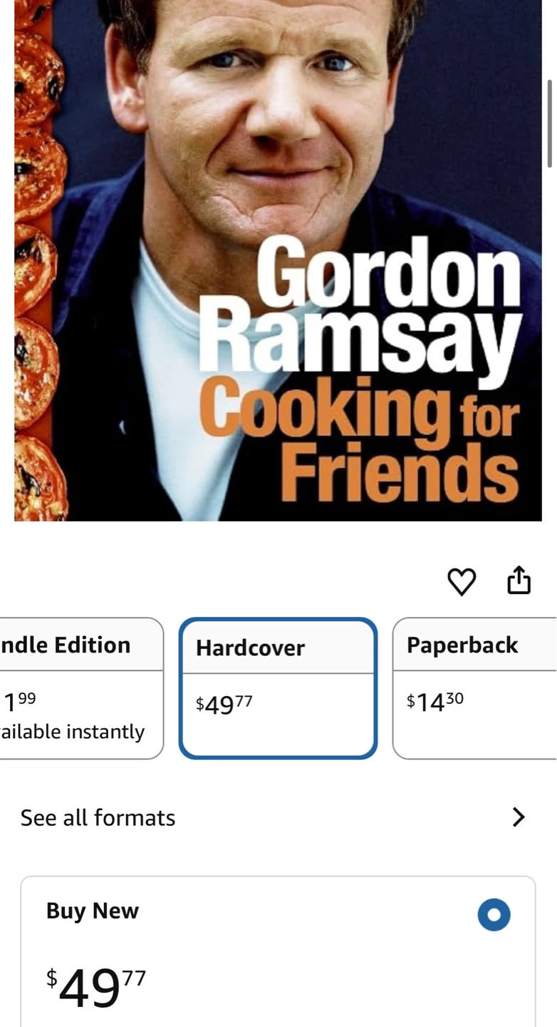 "Cooking for Friends" by chef Gordon Ramsay hardcover cookbook - photo 2