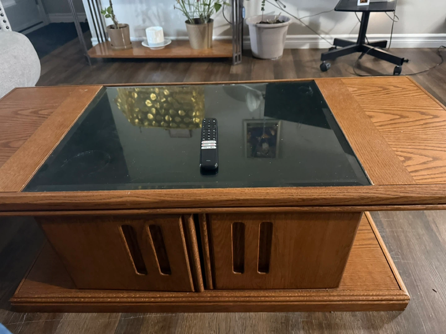 Oak Coffee Table with Glass Top