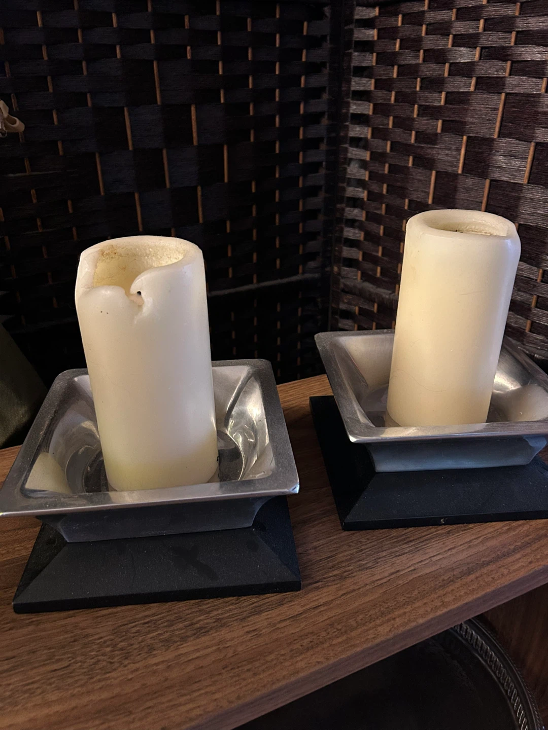 Set of 2 Square Metal Candle Holders