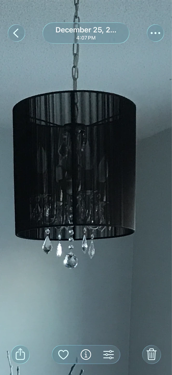 Black Drum Shade Chandelier with Crystals - photo 2