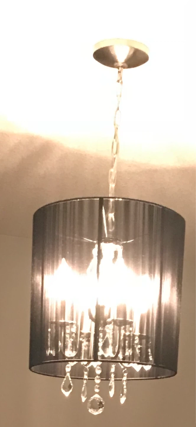 Black Drum Shade Chandelier with Crystals