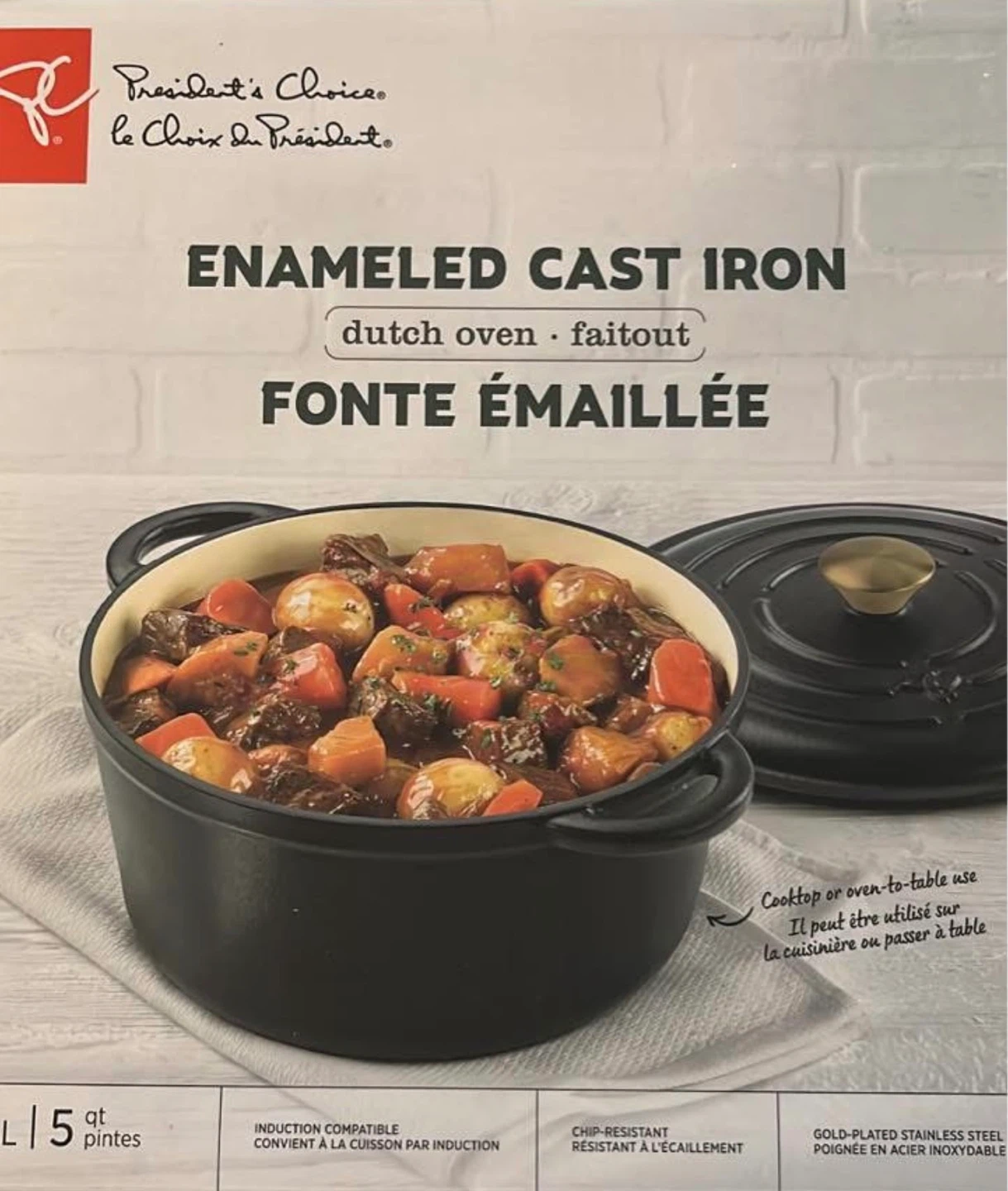 New in box President's Choice Enamel Cast Iron Dutch Oven 5 qt - photo 4