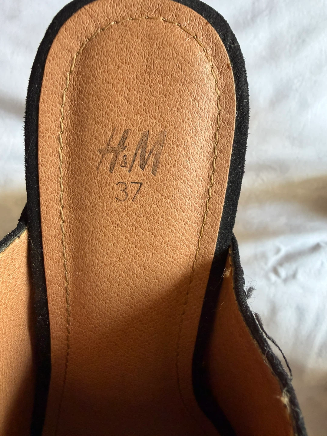 H&M Black Suede Platform Mules Size 37 - photo 2