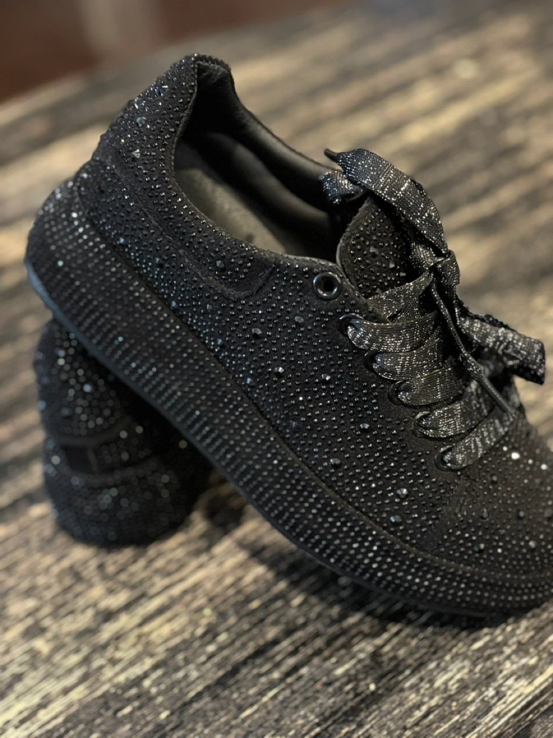 Black Rhinestone Sneakers Size 38