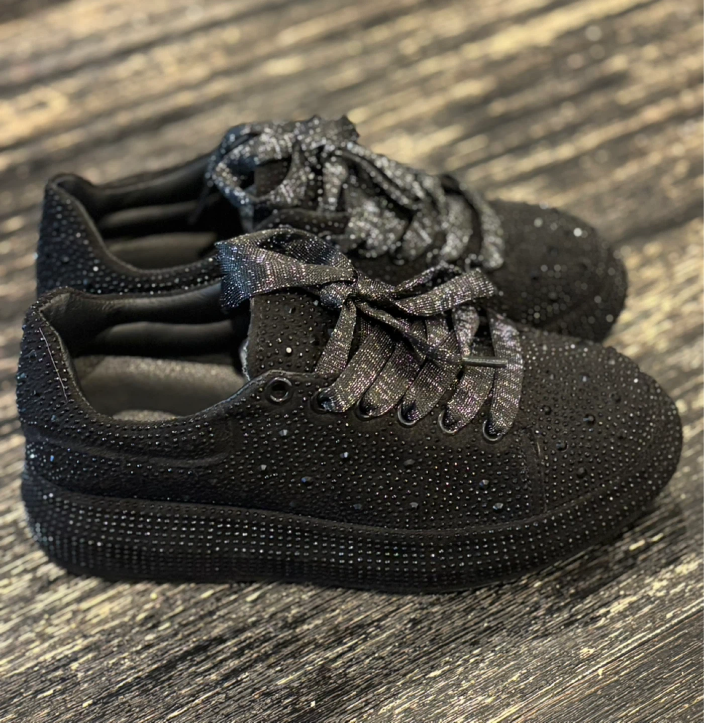 Black Rhinestone Sneakers Size 38 - photo 5