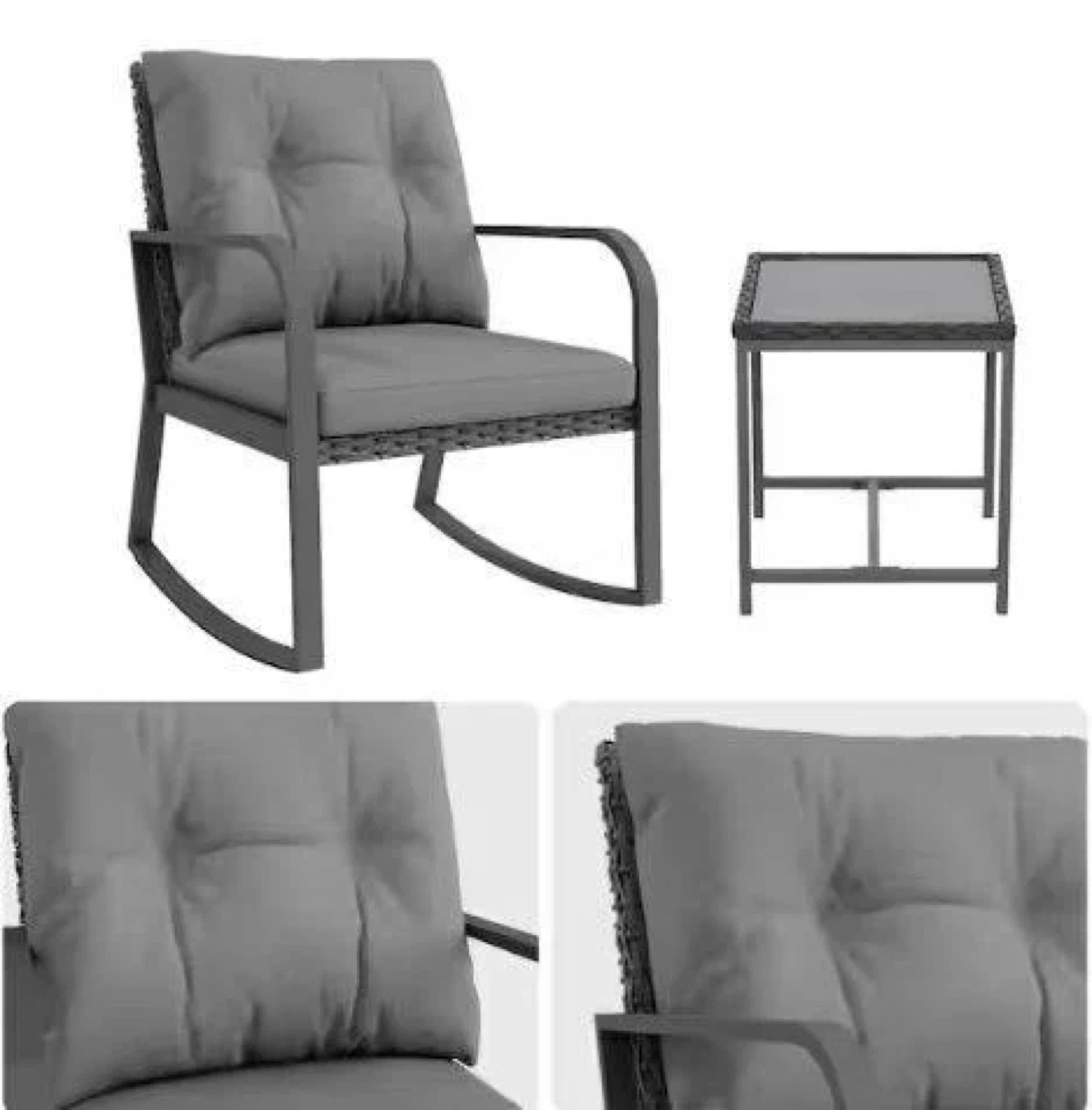 Woven Rocking Chair with Cushions - photo 3