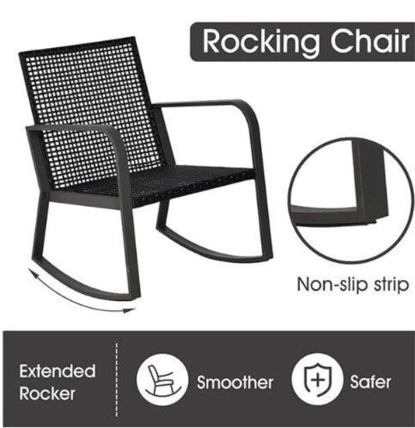 Woven Rocking Chair with Cushions - photo 2