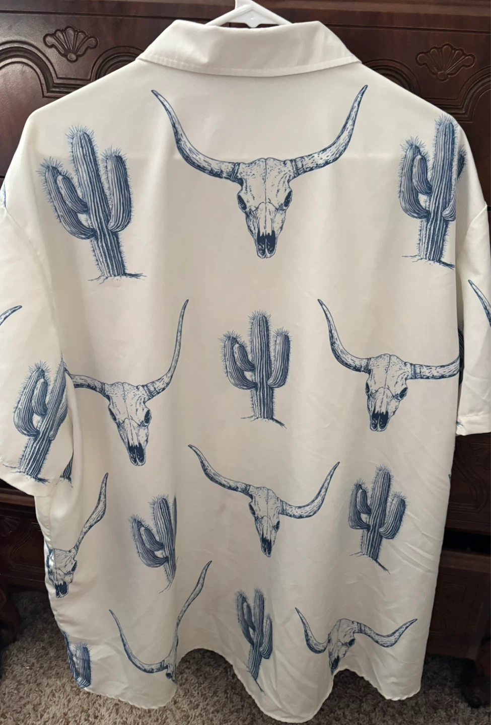 Men's 3XL Western Cactus & Skull Print Button-Up Shirt - photo 3