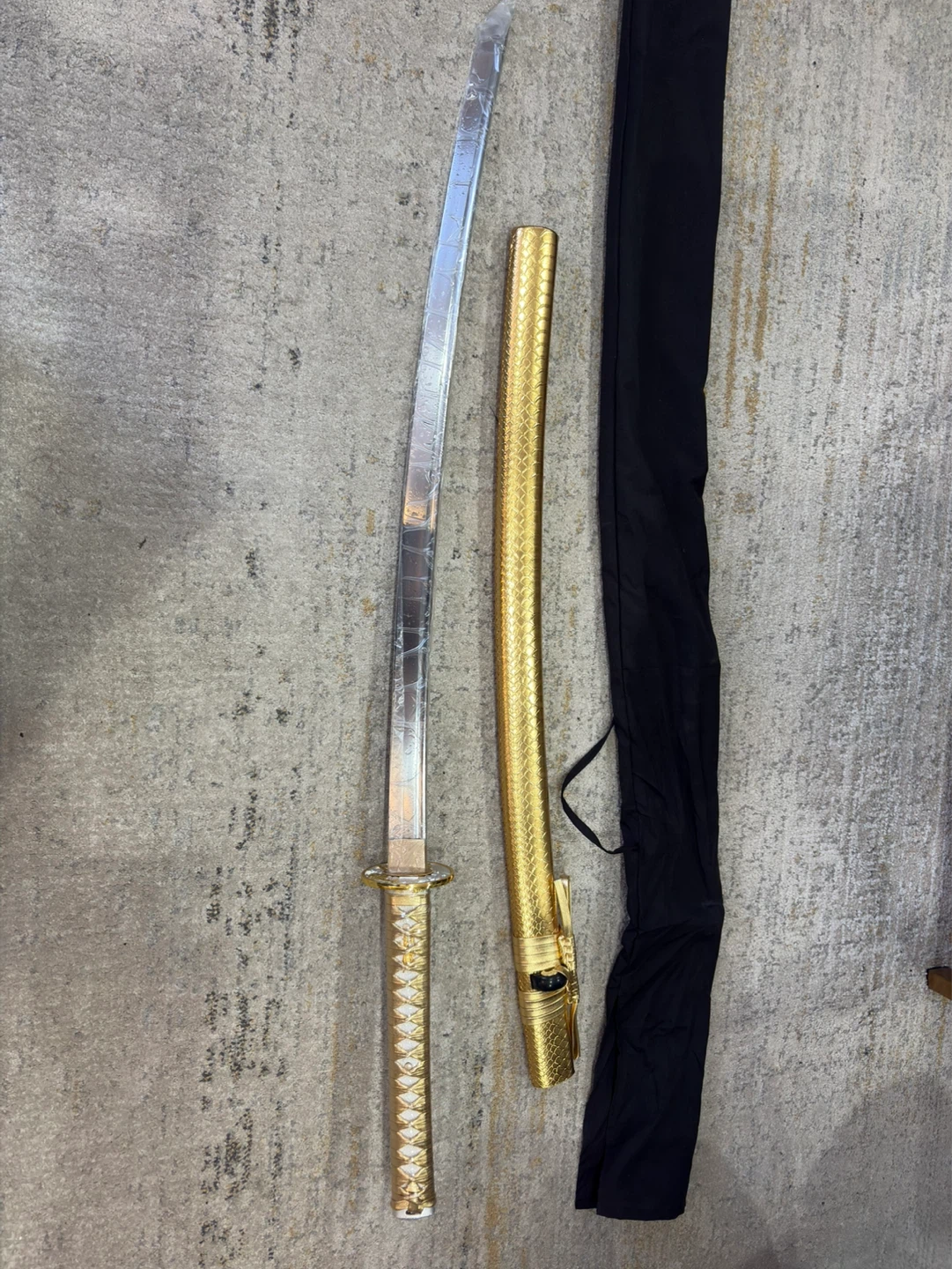 Decorative Katana Sword with Gold Scabbard and Black Cover - photo 5