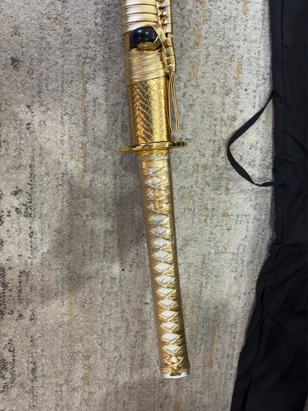 Decorative Katana Sword with Gold Scabbard and Black Cover - photo 4